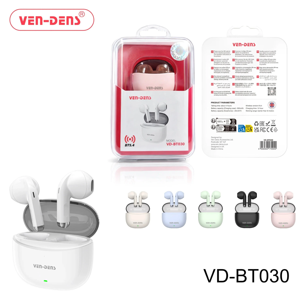 VEN-DENS V5.4 True Wireless Earbuds VD-BT030
