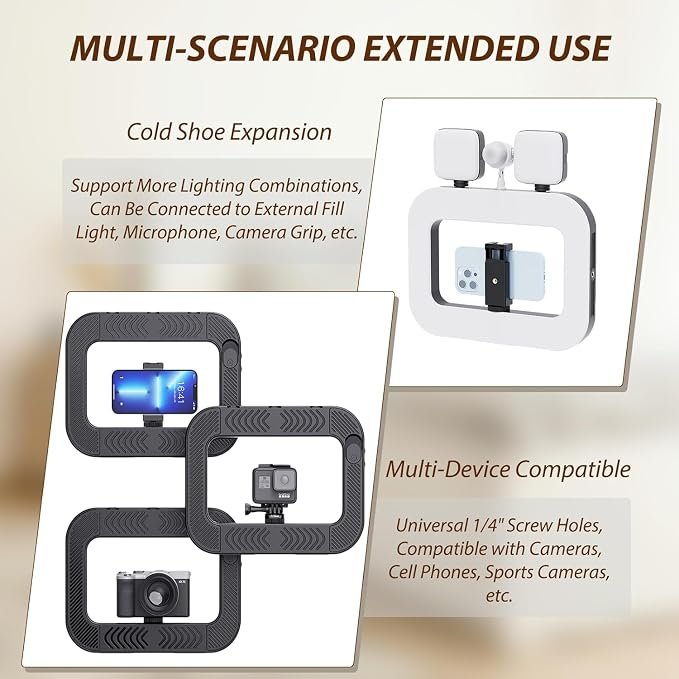 Lampe LED Vidéo Portable ZGRL‑02 20W avec Support Smartphone