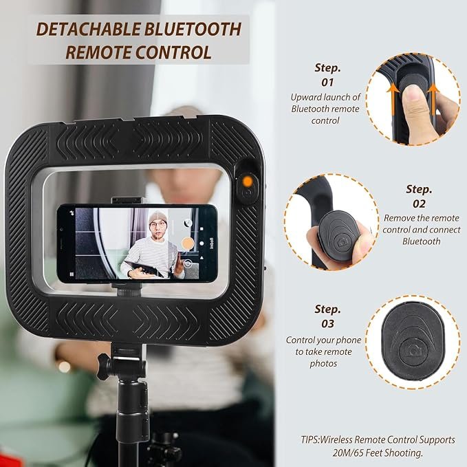 Lampe LED Vidéo Portable ZGRL‑02 20W avec Support Smartphone