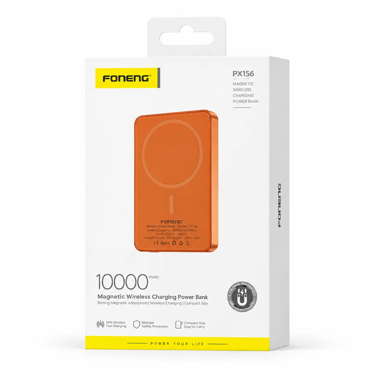 Power Bank Magnétique FONENG PX156 10000 mAh – Charge Rapide 20W & Sans Fil 15W
