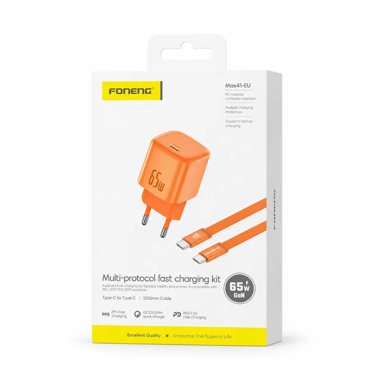 Chargeur Rapide FONENG  GaN 65W USB-C  avec Câble Type-C 