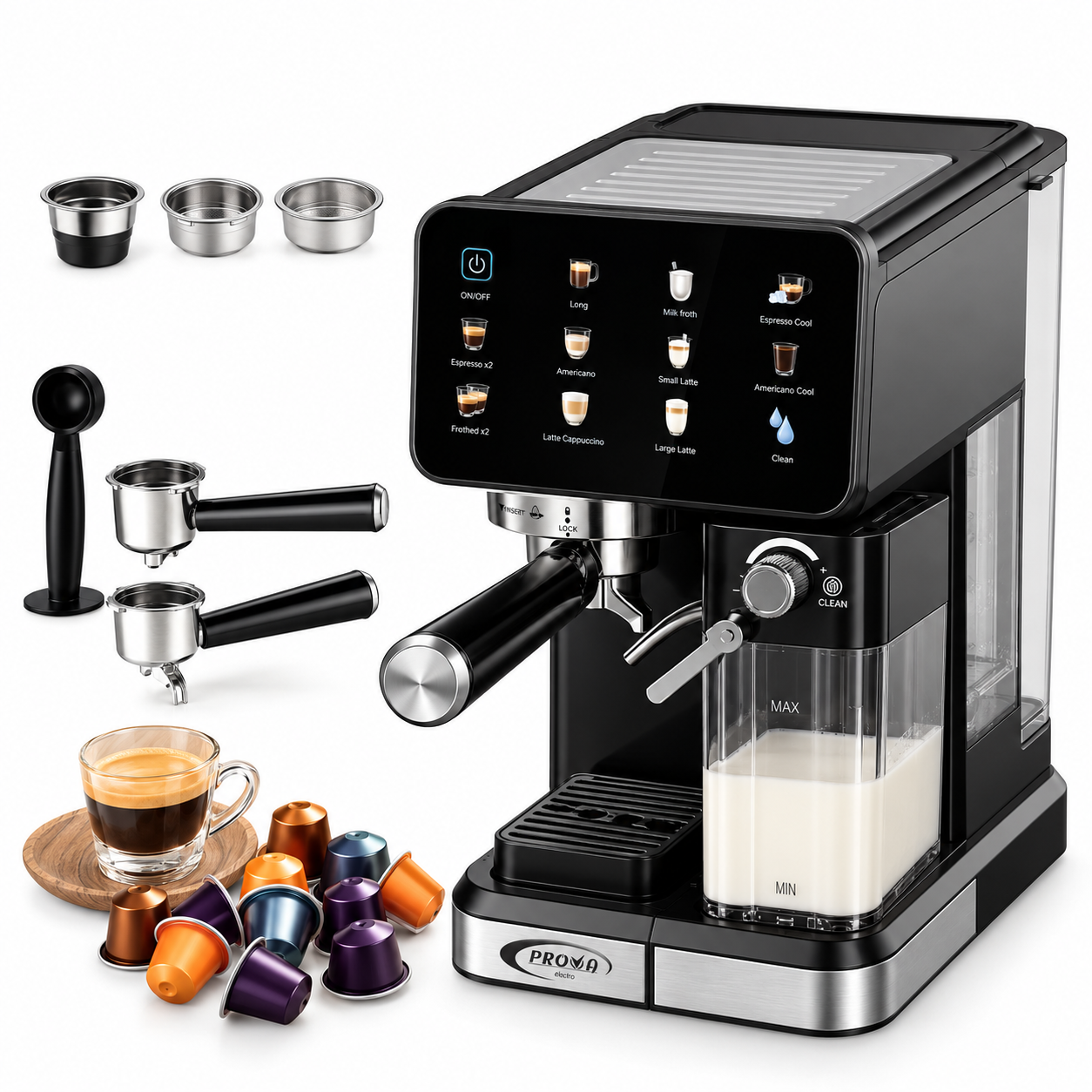 Machine à Café Expresso Prova 12 en 1 - 1350W - 1,5L
